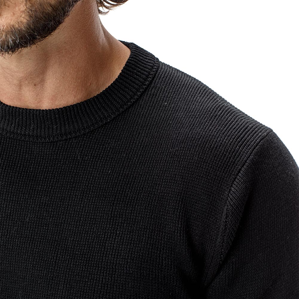 Very Goods Black Cotton Linen Traveller Crew Sweater Buck Mason