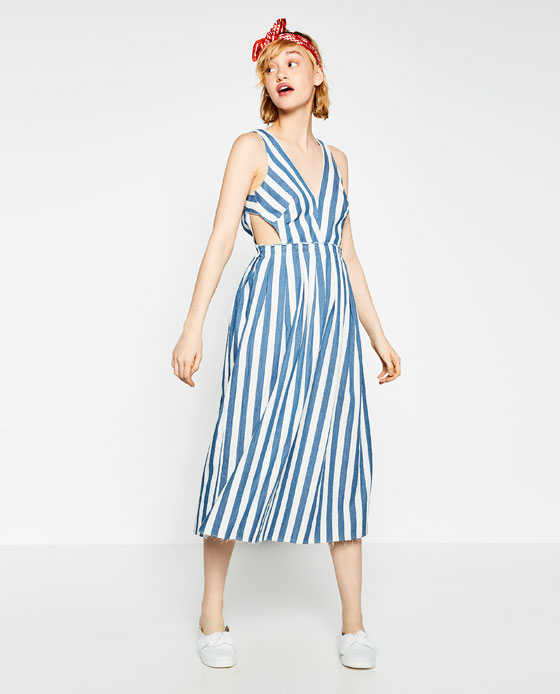 Very Goods, STRIPED DENIM DRESS - DRESSES-TRF