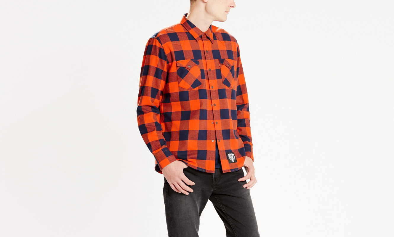 Very Goods | Levi's® NFL Bears Western Shirt | Orange & Navy Plaid |Levi's®  United States (US)