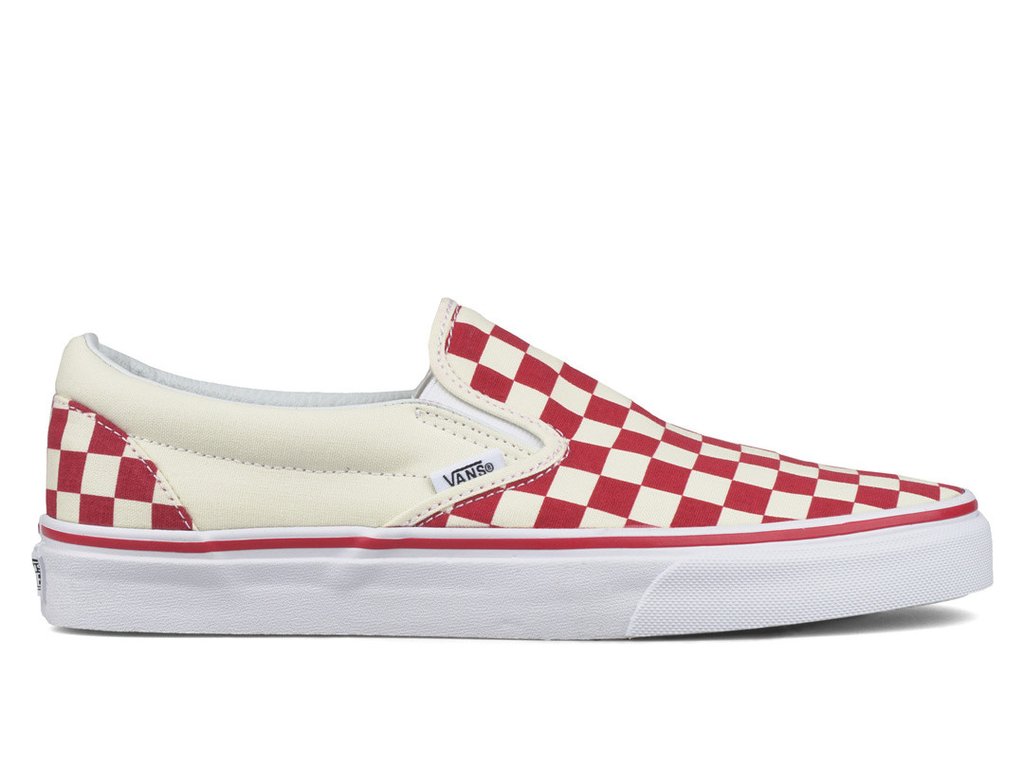 vans classic slip on red & white checkerboard