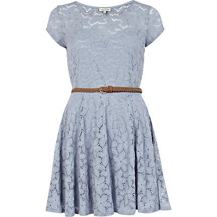 baby blue lace skater dress