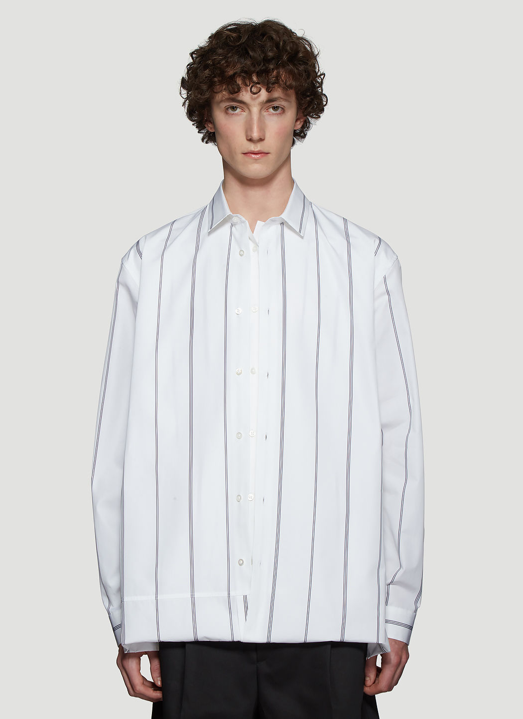 Very Goods | Jil Sander Doubled Stripe Shirt in White | LN-CC