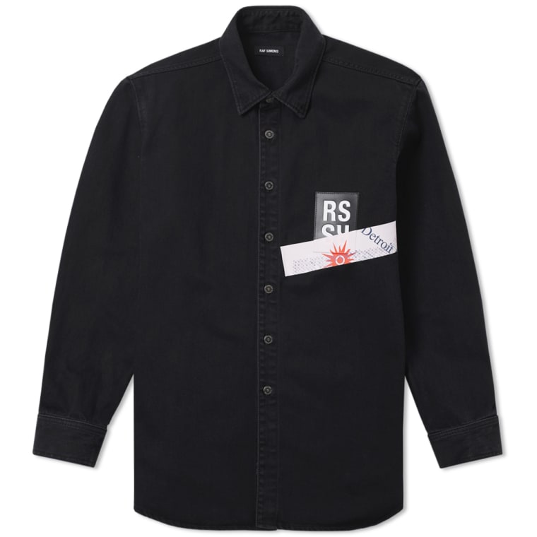 raf simons patch denim shirt