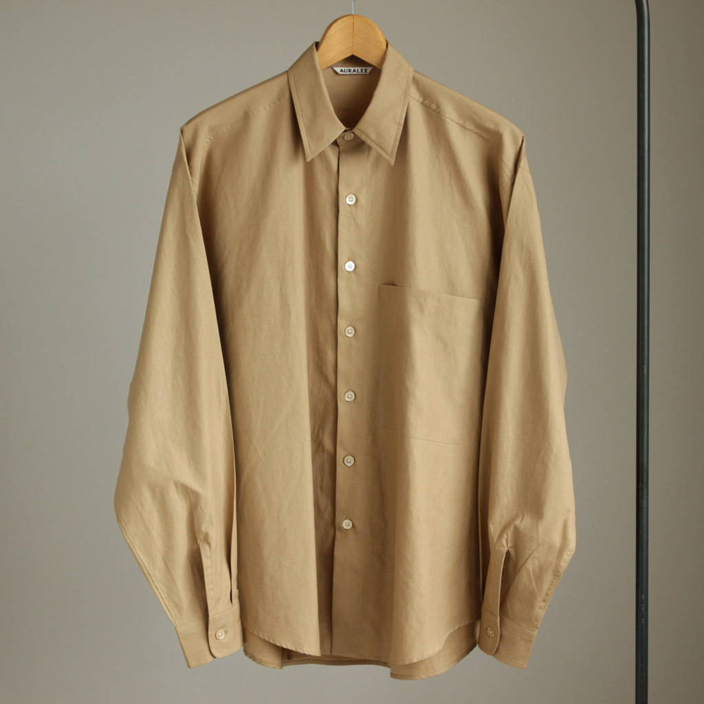 Very Goods | AURALEE - WASHED FINX TWILL CPO SHIRT #beige