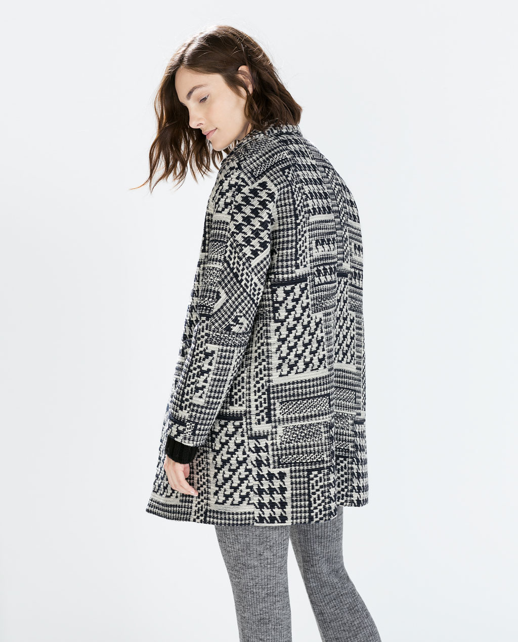 Very Goods, HOUNDSTOOTH WOOL COAT - Outerwear - WOMAN