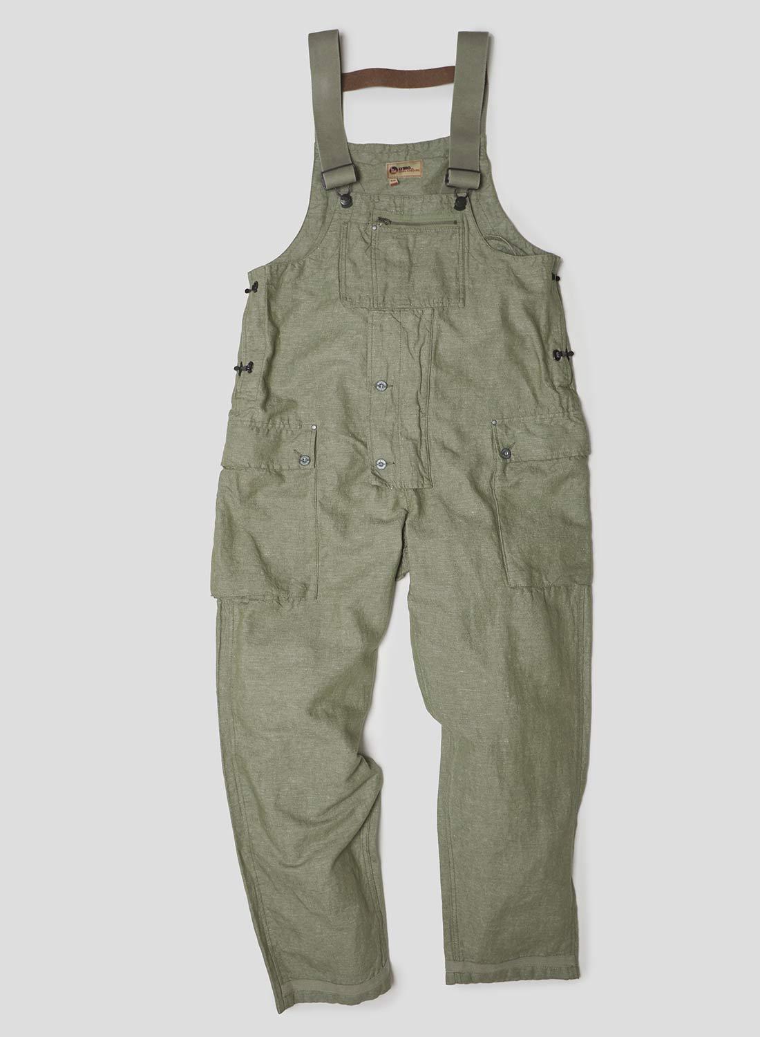 Very Goods | Linen Naval Dungaree in US Green | Nigel Cabourn