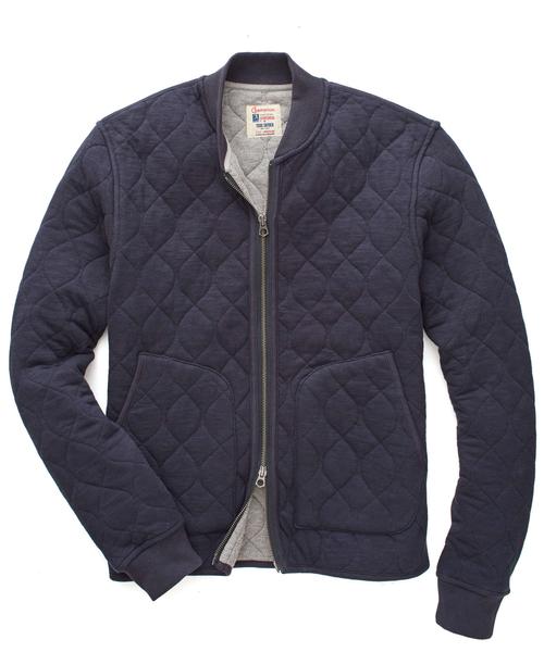 Quilted Bomber Jacket in Navy by Todd 