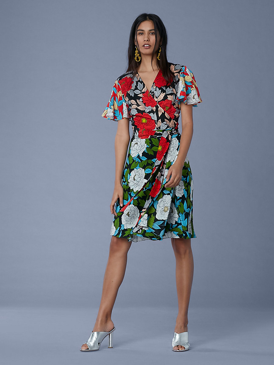 dvf flutter sleeve dress