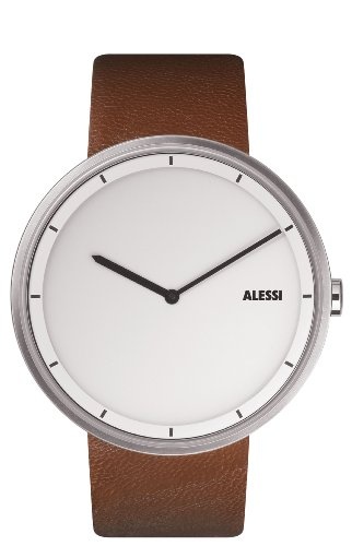Very Goods Alessi Unisex AL13001 Out Time Brown Leather Strap Watch