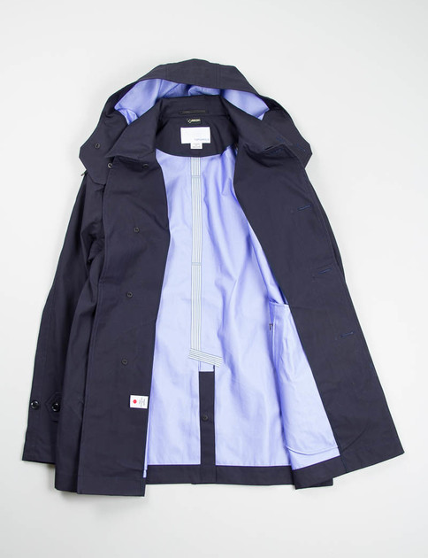 Very Goods | Marine Navy Gore–Tex Short Soutien Collar Coat by