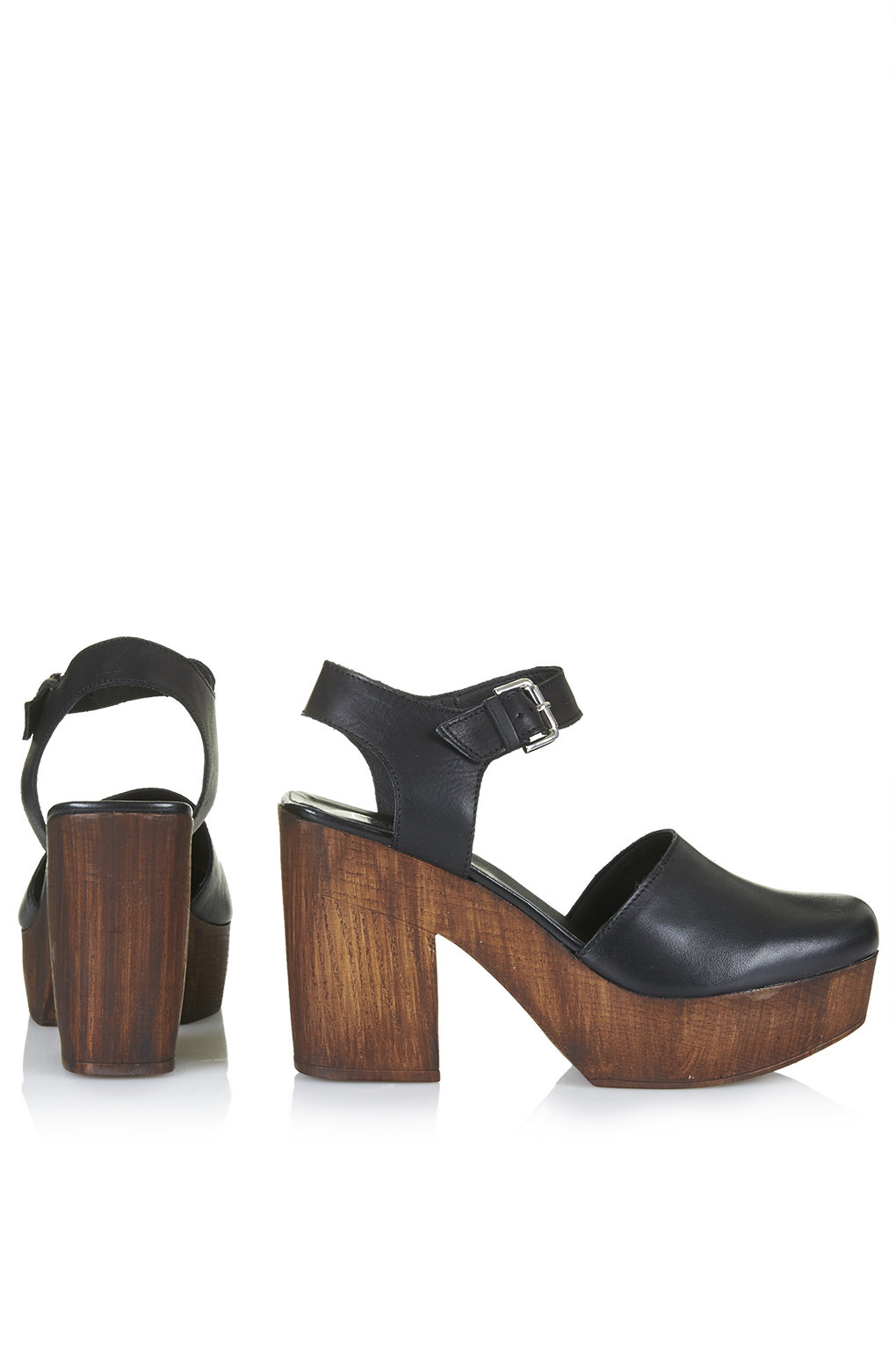 leather wooden clogs