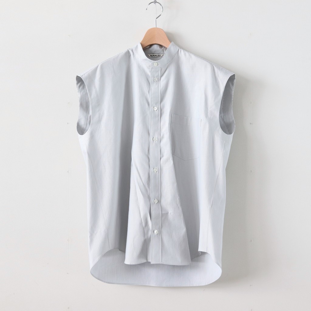 Very Goods | WASHED FINX TWILL STRIPE SLEEVELESS SHIRTS #NARROW