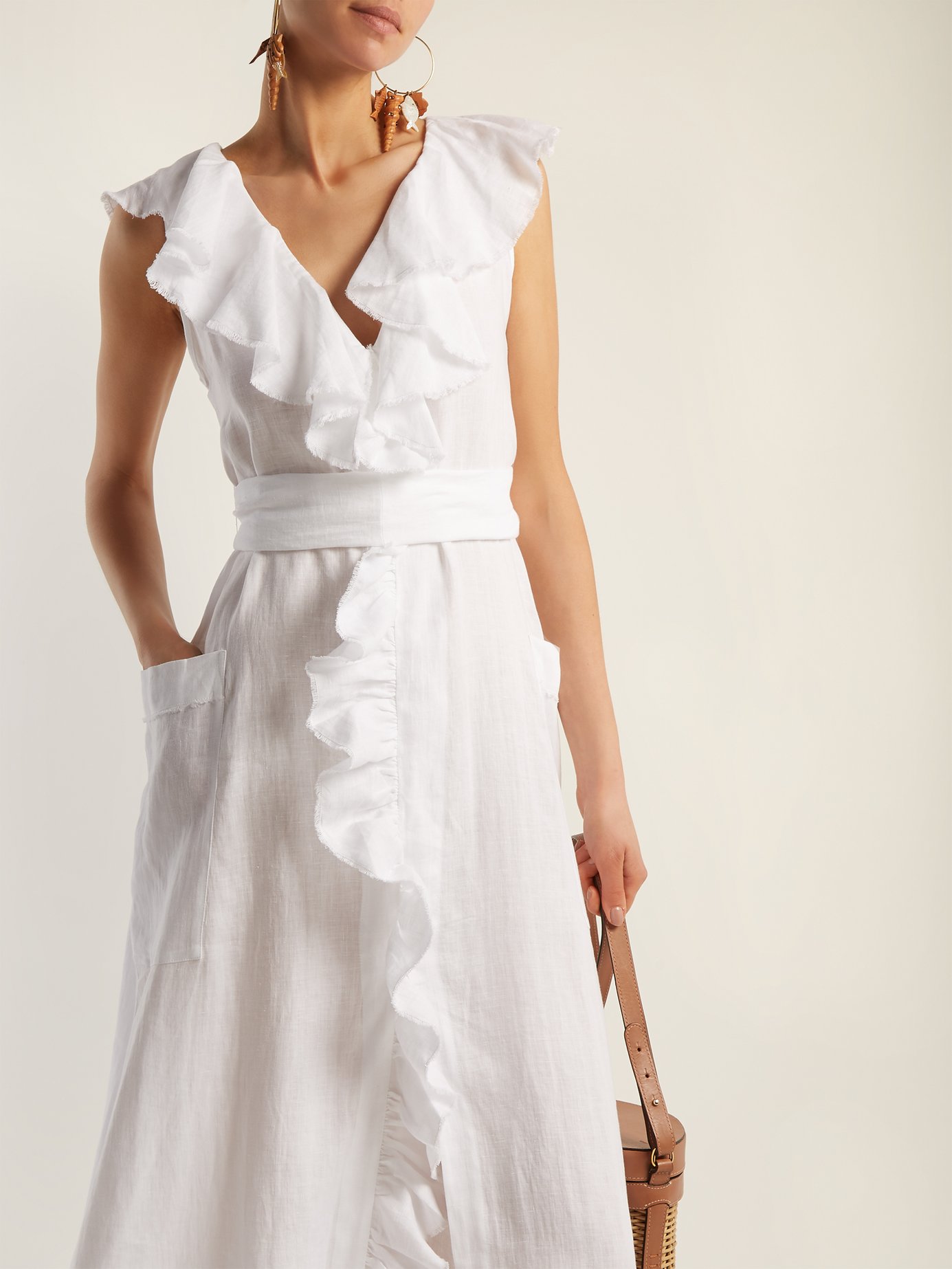 Very Goods | Marble ruffled linen maxi dress | Three Graces London |  MATCHESFASHION.COM US