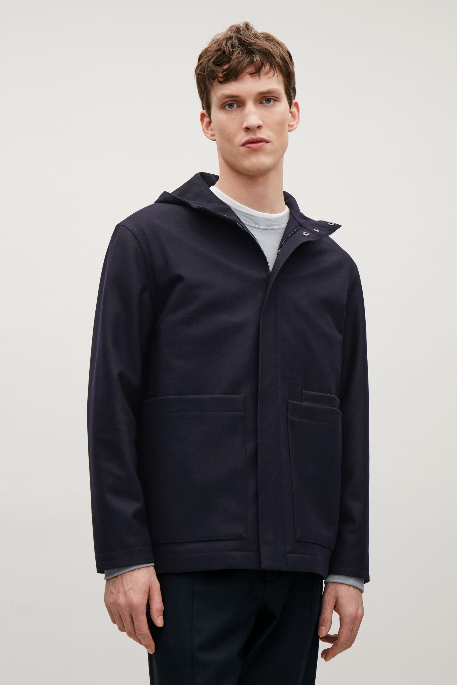Very Goods | Short hooded jacket - Blue Reddish Dark - Essentials - COS GB