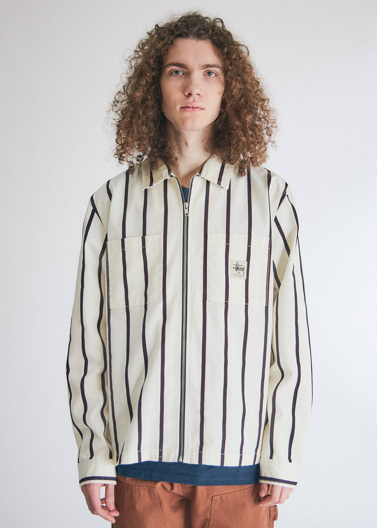 Stussy Zip Up Work Longsleeve Shirt Black - Freshcotton