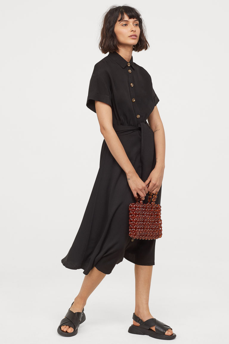 h&m shirt dress black