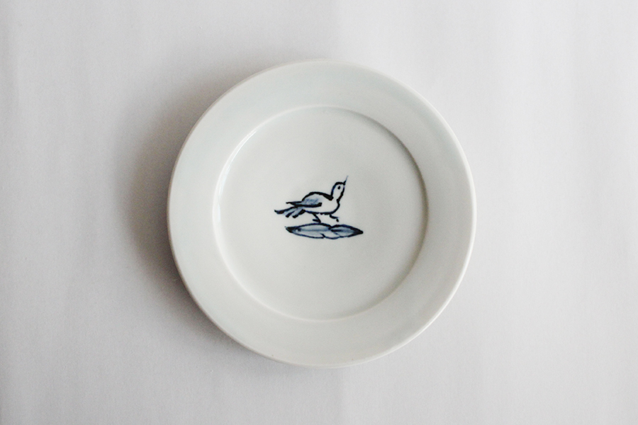 鳥の絵の陶器皿　ミシャコシャ　小皿 鳥の絵の陶器皿 ミシャコシャ 小皿