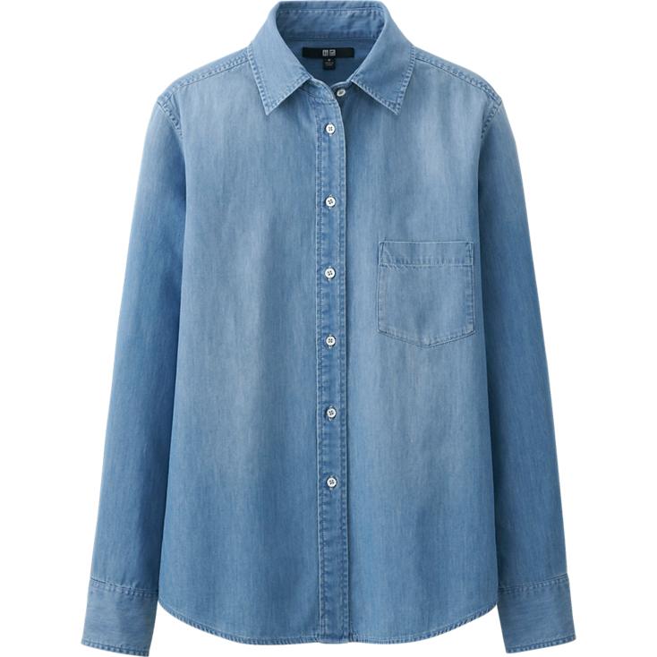 uniqlo denim long sleeve shirt