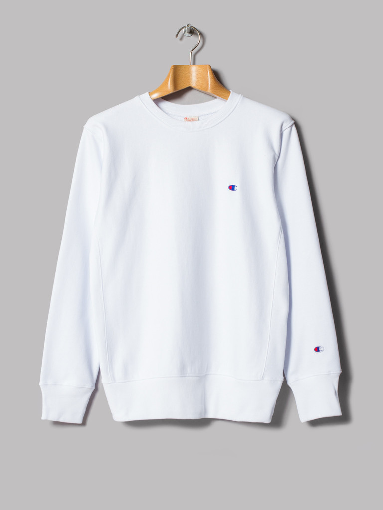 champion reverse weave crewneck white