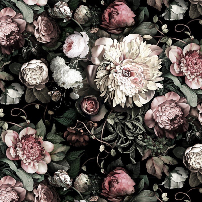 floral on black