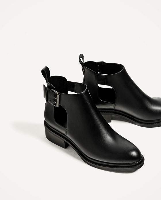 ZARA flat open ankle boots