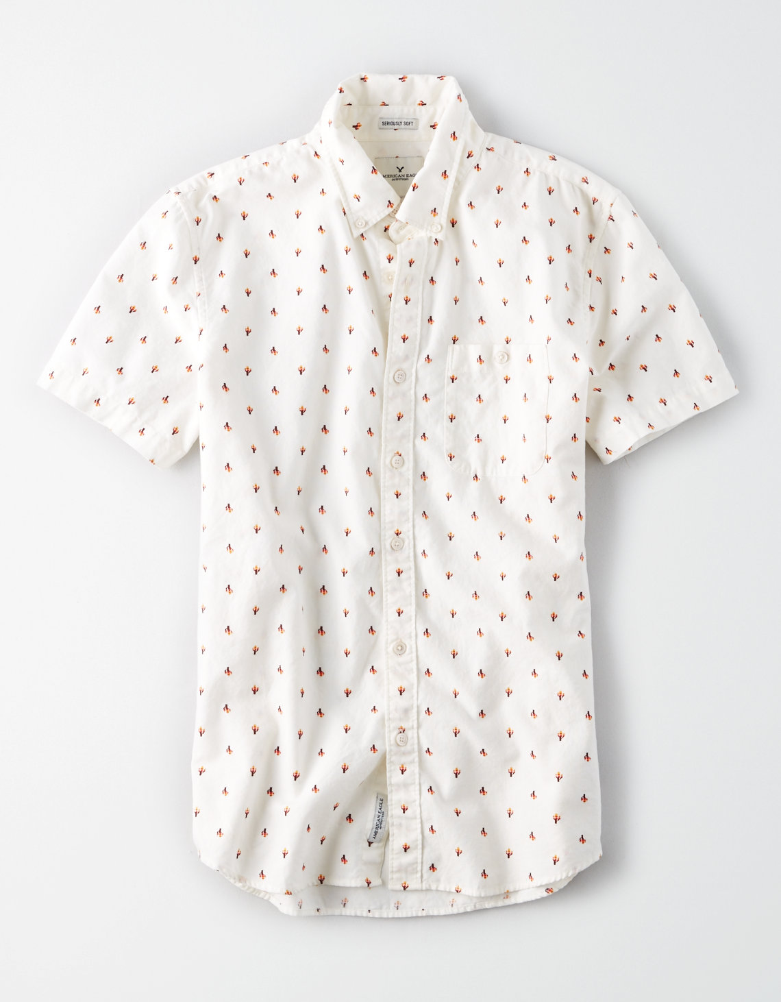 Very Goods Camisa Oxford de mangas cortas lavada AE Crema American Eagle Outfitters