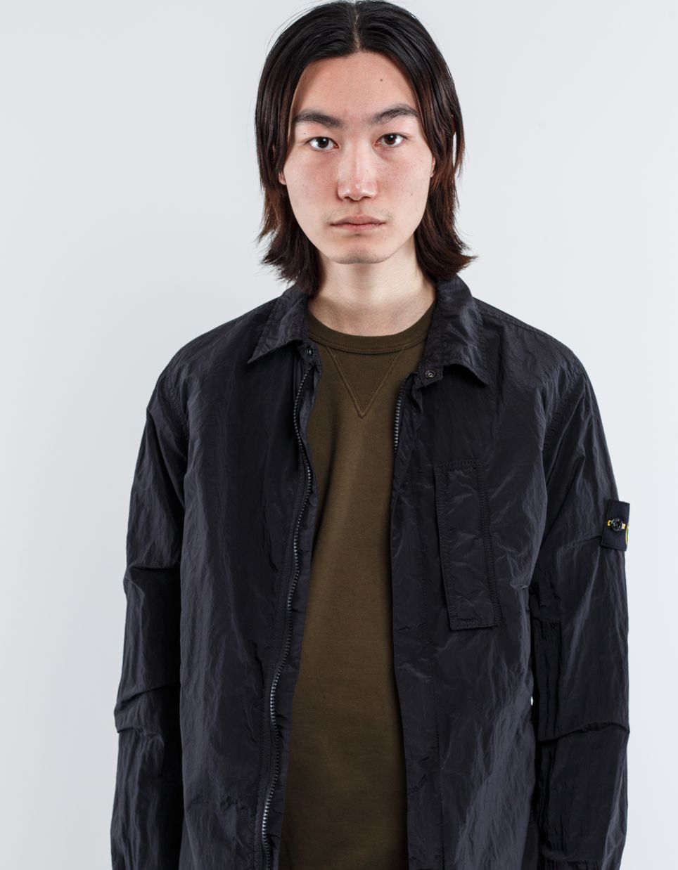 Stone island black store nylon metal overshirt