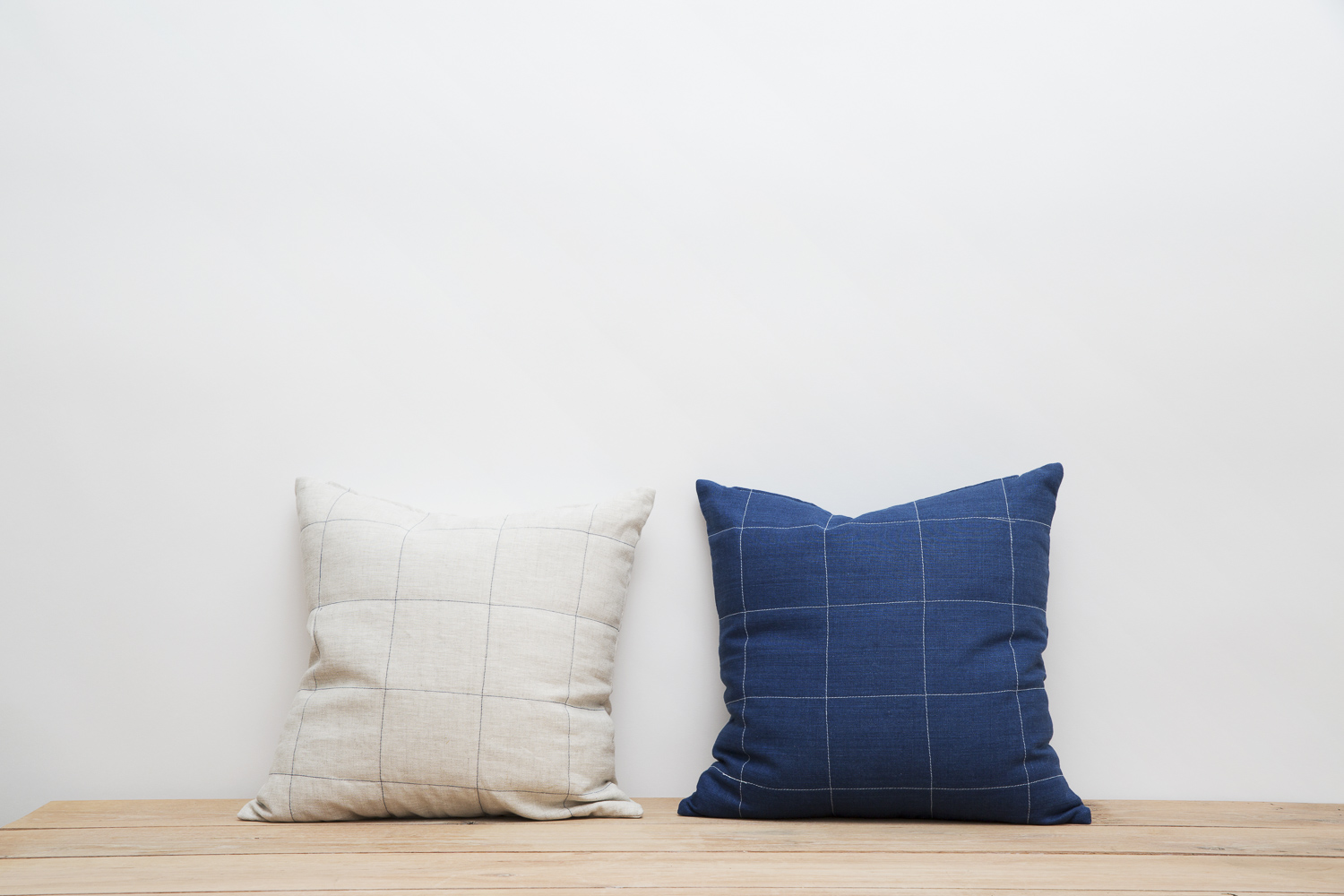 Very Goods Natural Grid Pillow — Caroline Z Hurley