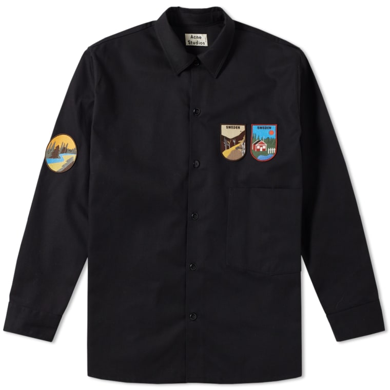 シャツ Acne Studios LOWIS PATCH Very Goods | Acne Studios Louis Patch Overshirt (Black) | END.