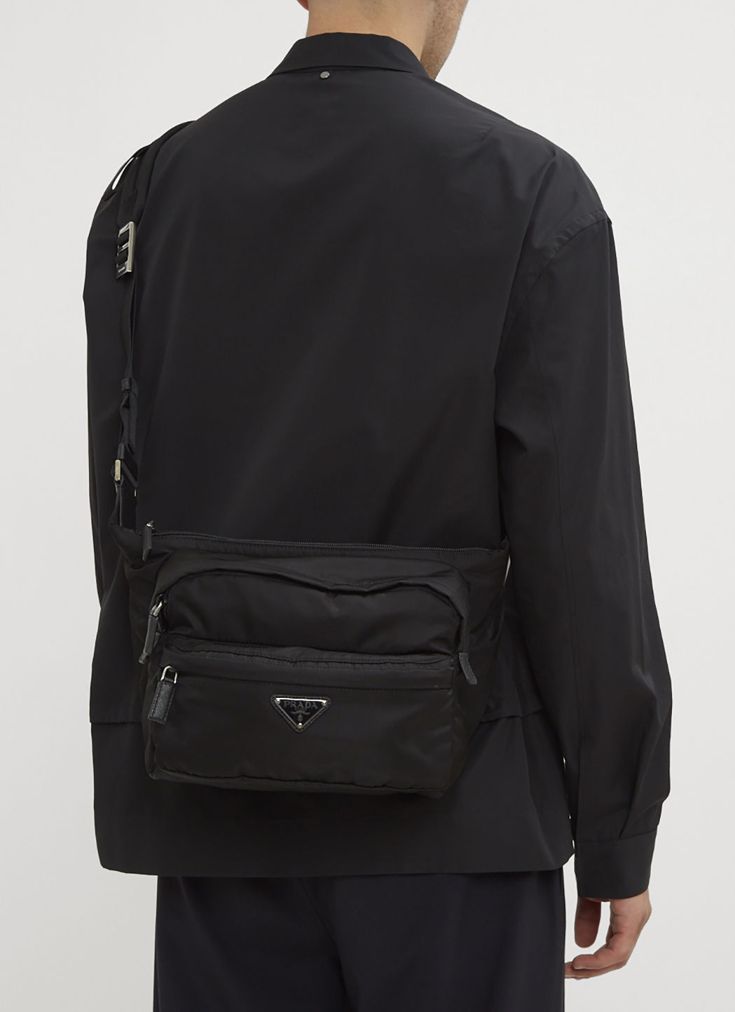 Very Goods Prada Nylon Body Bag in Black LNCC