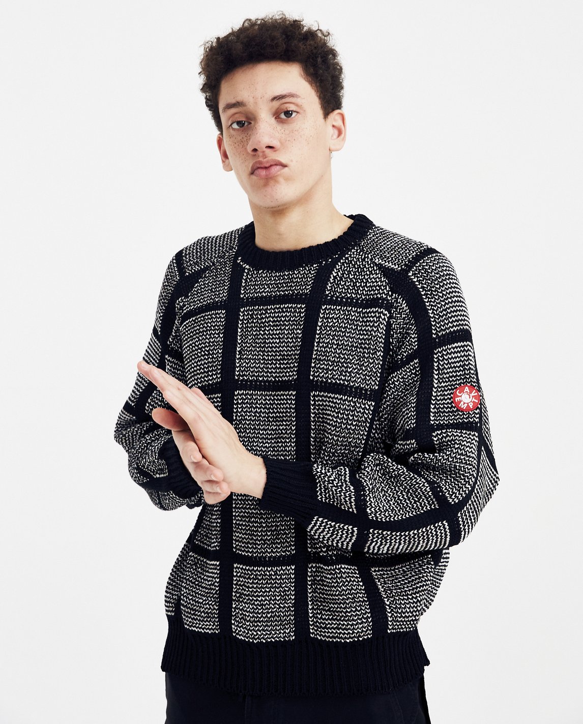 Very Goods | CAV EMPT - Grid Loose Waffle Knit - Black Very Goods | CAV EMPT - Grid Loose Waffle Knit - Black