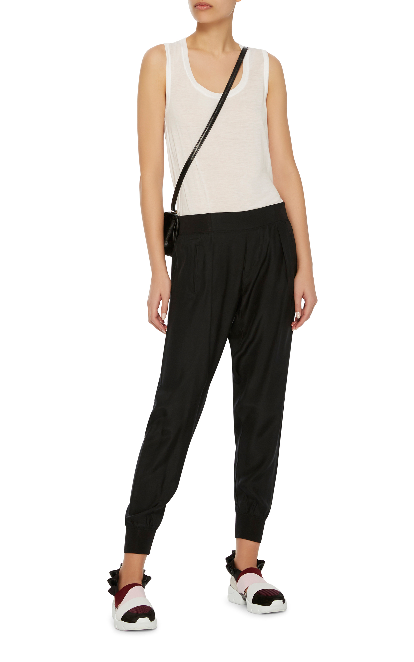 Very Goods Black Silk Jogging Pants by ATM Moda Operandi