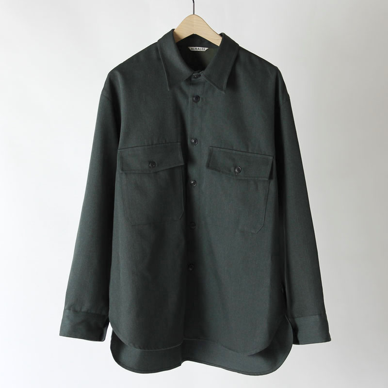 Very Goods | AURALEE WOOL KIDMOHAIR GABARDINE SHIRTS DARKOLIVE