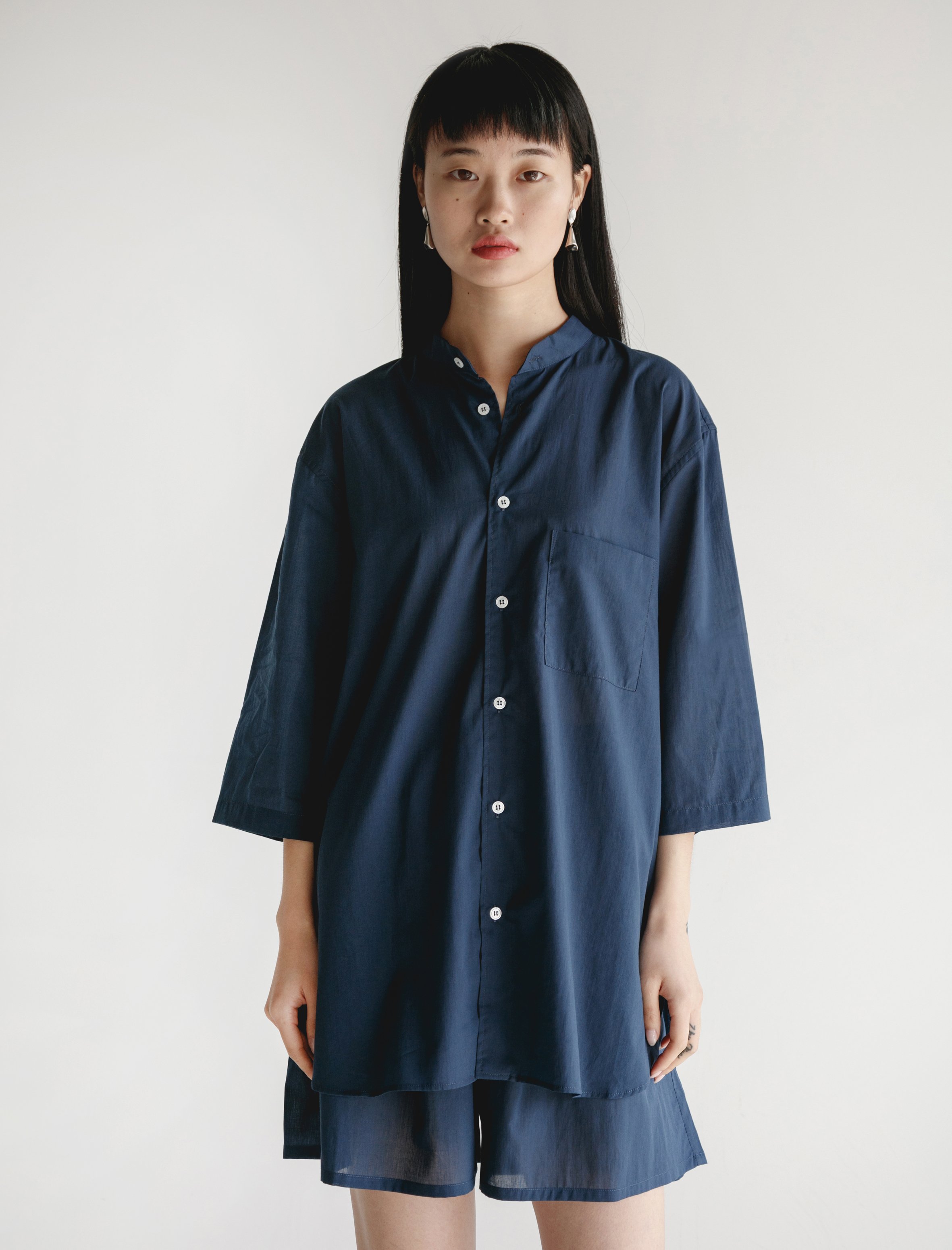 Very Goods | CristaSeya Light Summer Cotton Mao Shirt Indigo