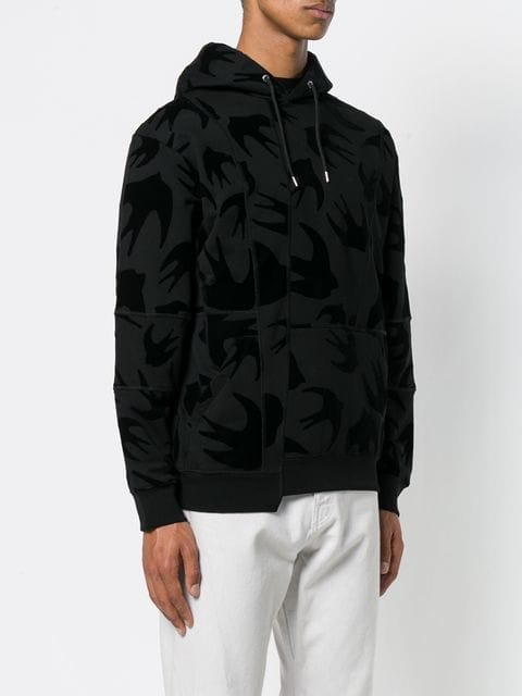 Very Goods McQ Alexander McQueen swallow print panelled hoodie