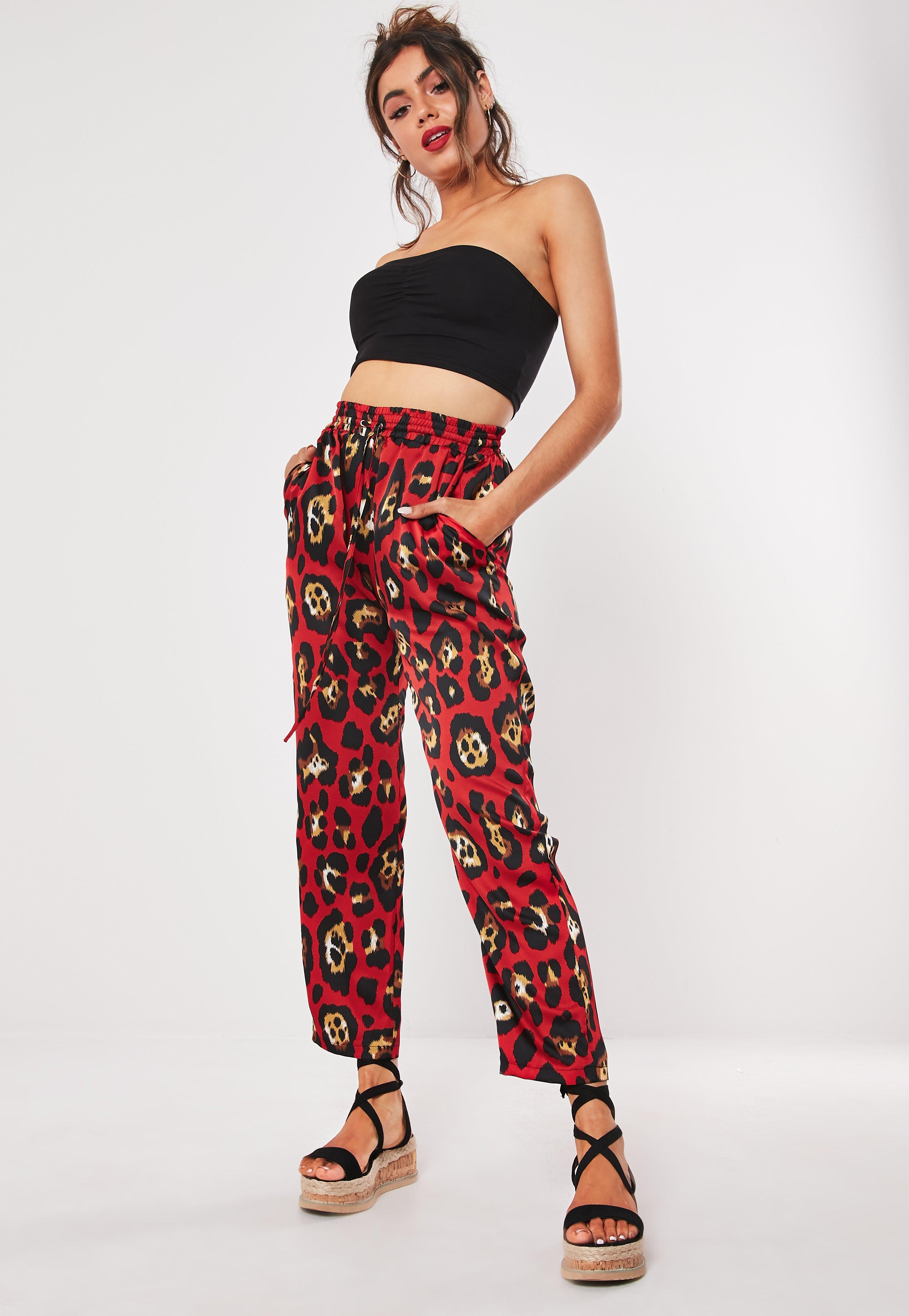 red leopard print trousers