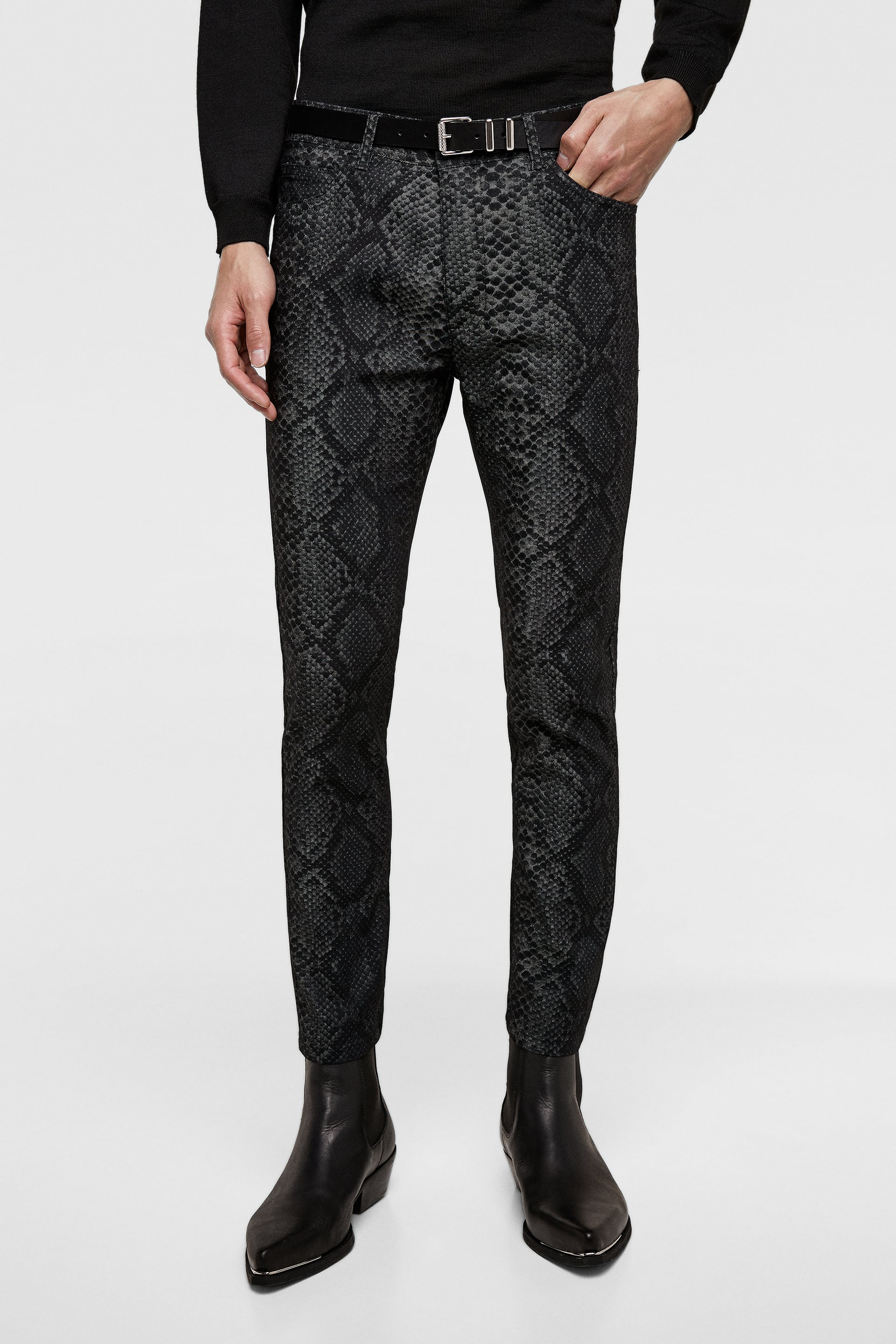 zara snakeskin trousers