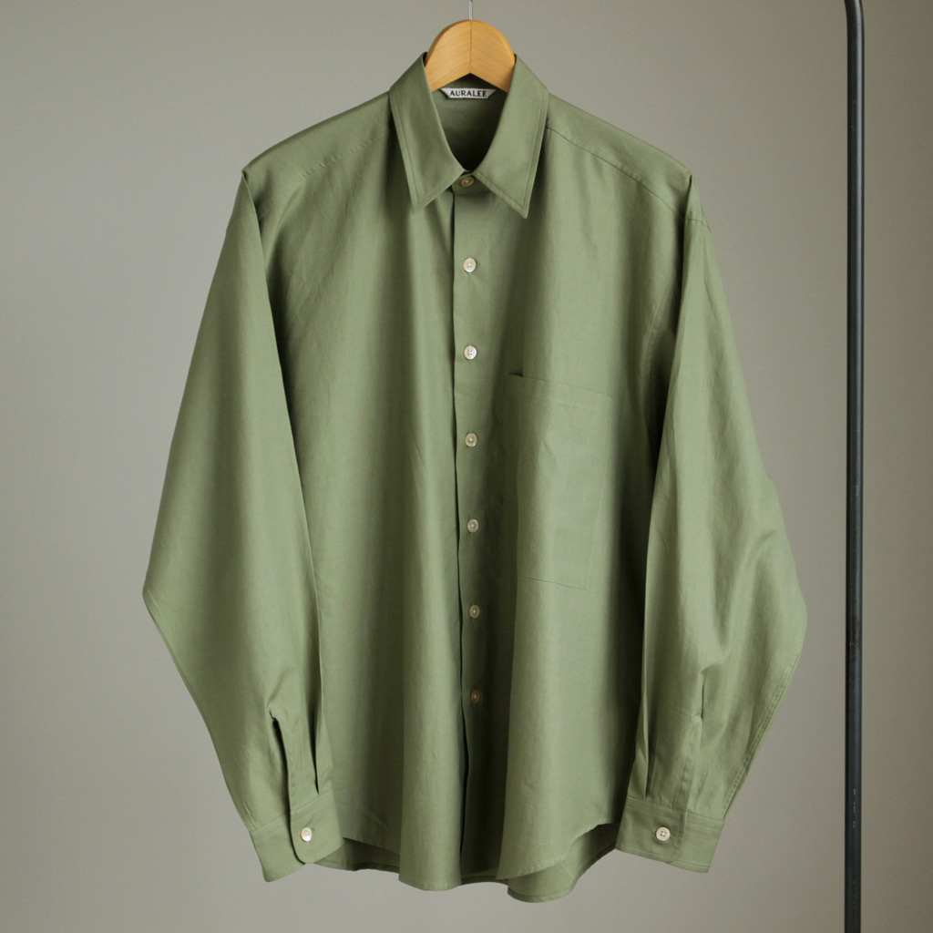 Very Goods | AURALEE - WASHED FINX TWILL CPO SHIRT #olive