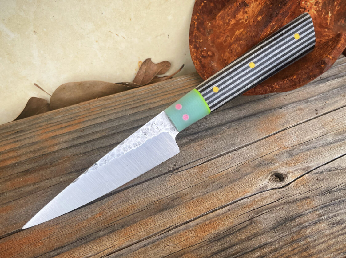 Very Goods Paring Knife in Striped Micarta — Lockjaw Knives