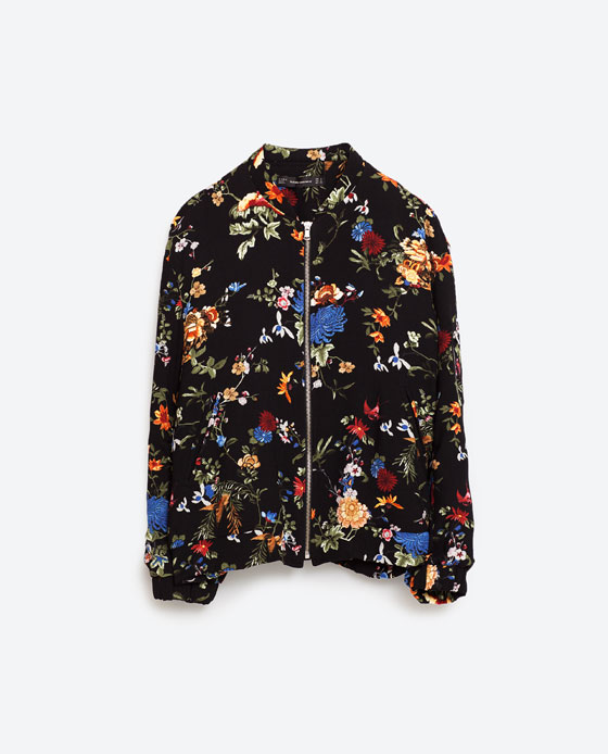 floral print bomber jacket zara