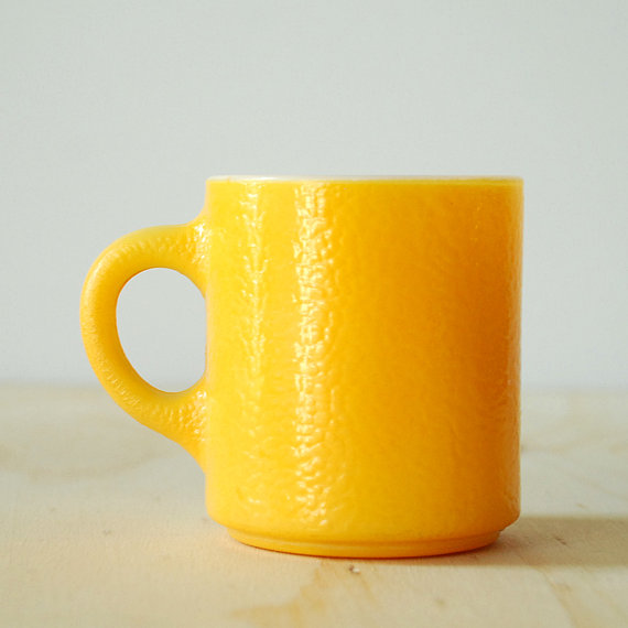 Very Goods | Yellow Fire King Mug - Anchor Hocking Milk Glass Mug