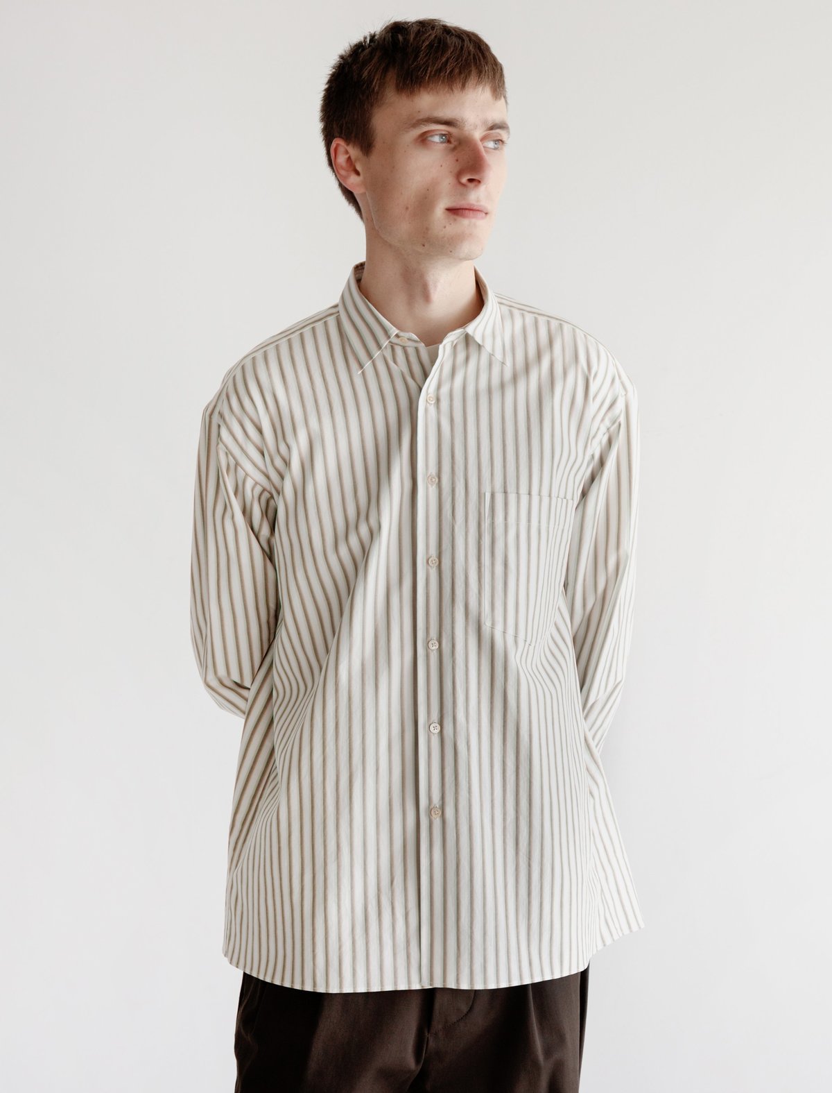 Very Goods | Auralee Washed Finx Twill Stripe Shirt - White Multi