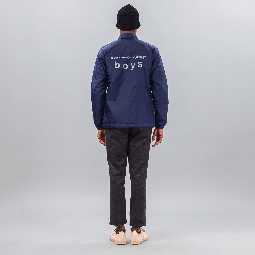 Very Goods | Comme des Garcons Shirt Woven Coach's Jacket in Navy