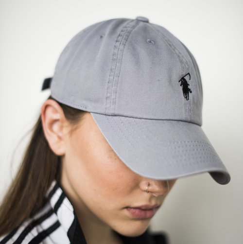 gray polo hat