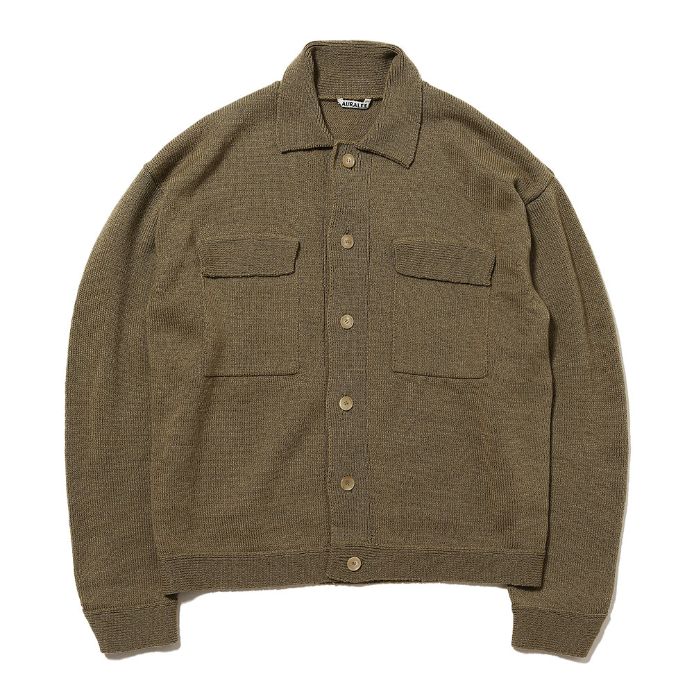 Very Goods | UNEVEN WOOL CORD KNIT BLOUSON KHAKI BEIGE / AURALEE