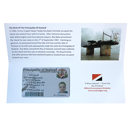 Very Goods Official Sealand Identity Card Principality Of Sealand Card
