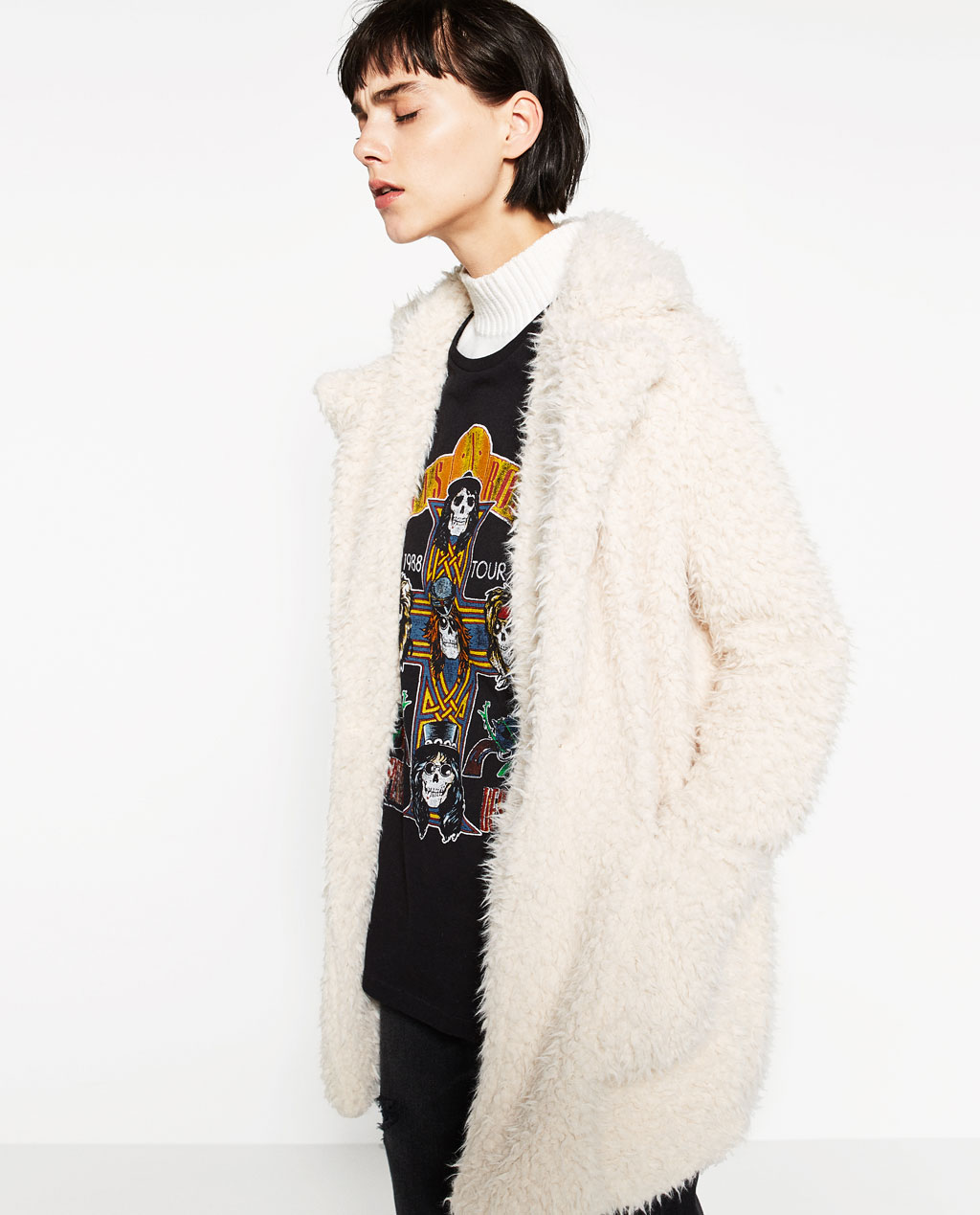 zara soft faux fur coat