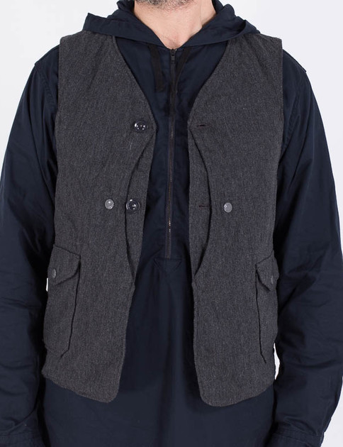 Very Goods | Charcoal Wool Serge Upland Vest by Engineered