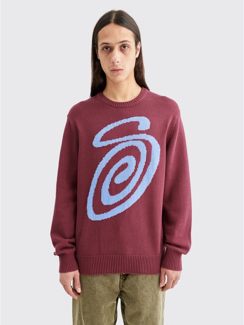 Very Goods | Très Bien - Stüssy Curly S Knit Sweater Burgundy