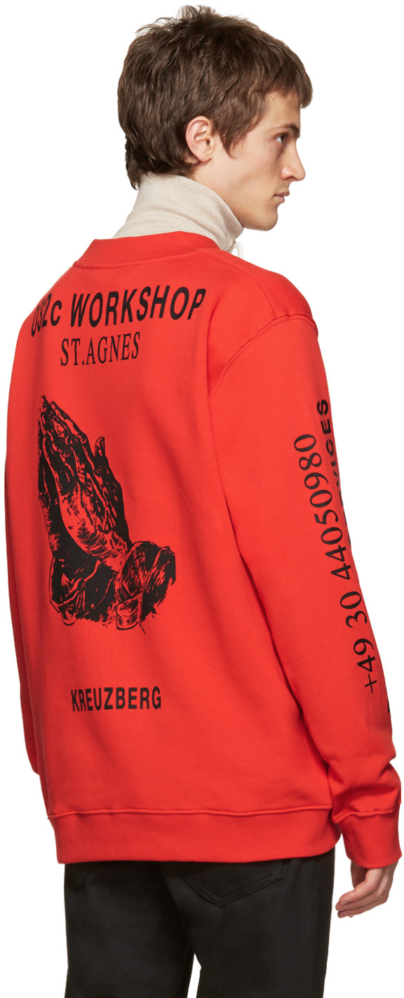 Very Goods | 032c: Red Religious Services Sweatshirt | SSENSE 